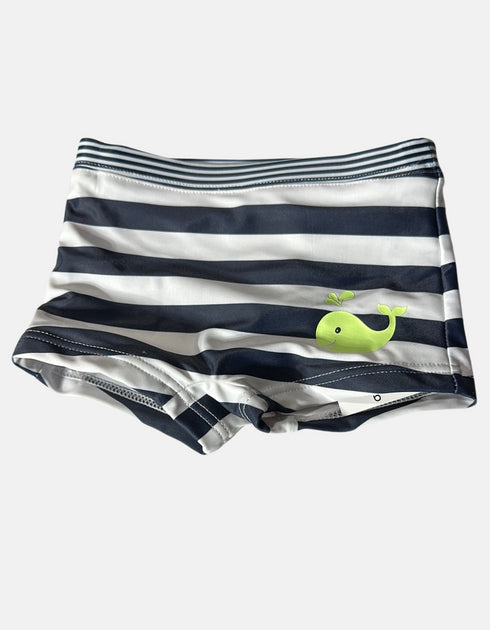 Baby Striped Swim Trunks with Whale Print