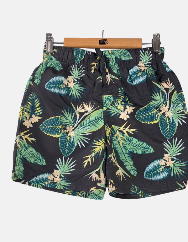 Boys' Tropical Leaf Print Swim Shorts