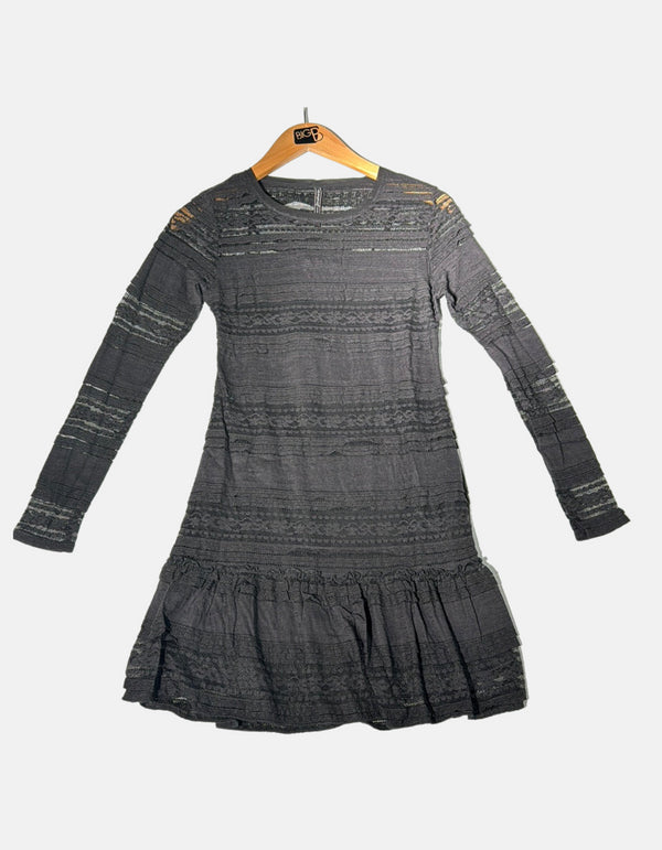 Women's Long Sleeve Lace Dress in Charcoal