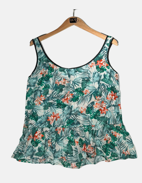 Tropical Floral Peplum Tank Top