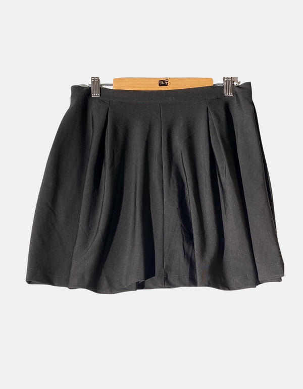 Black Pleated A-Line Mini Skirt