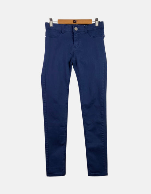Navy Blue Slim-Fit Casual Pants