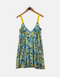Floral Print Sleeveless Swing Dress with Yellow Straps