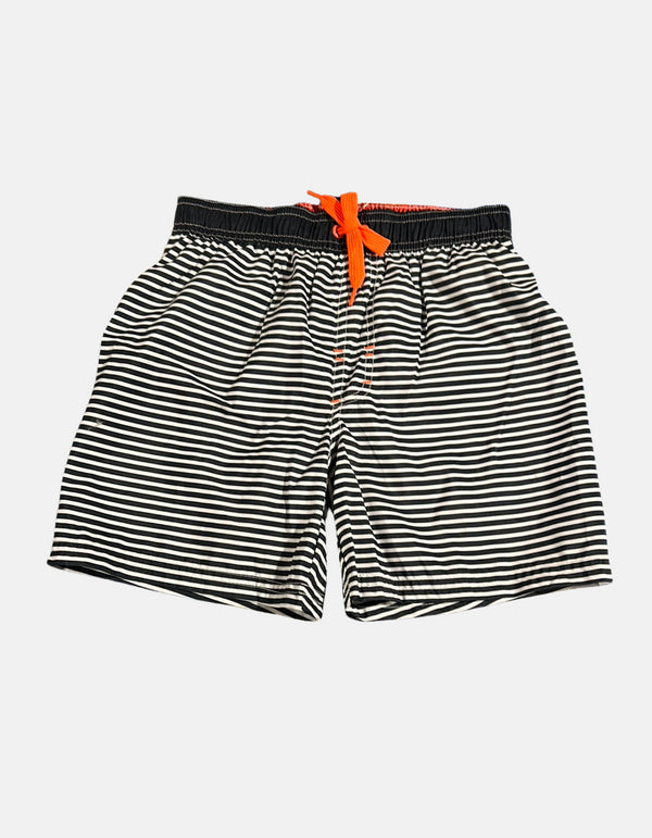 Boys' Striped Swim Shorts with Orange Drawstring