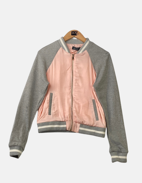 Pink and Gray Bomber Jacket