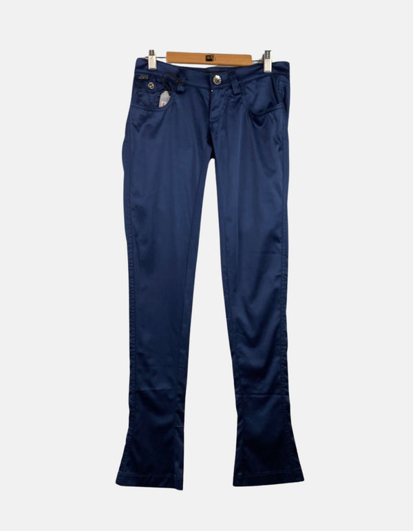 Navy Slim Fit Low-Rise Flare Pants