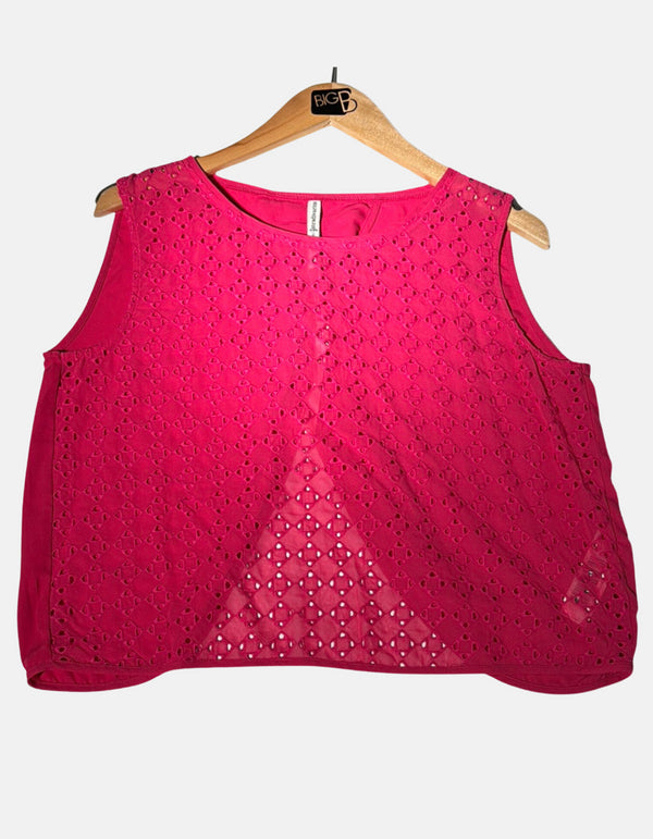 Sleeveless Fuchsia Eyelet Top