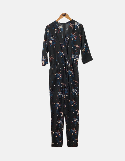 Floral Print Wrap-Style Jumpsuit