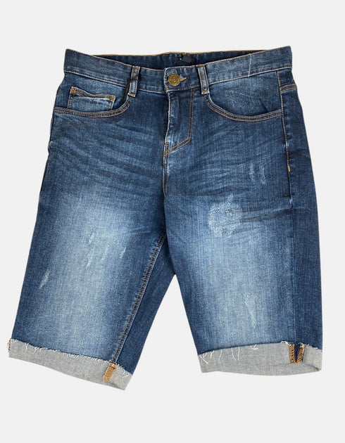 Men's Distressed Denim Bermuda Shorts