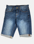 Men's Distressed Denim Bermuda Shorts