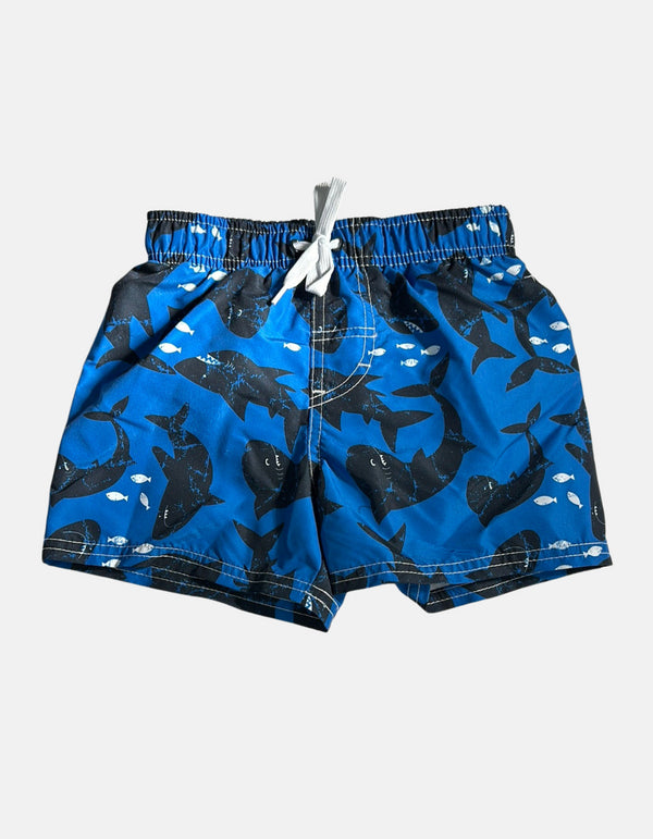 Boys' Blue Shark Print Swim Shorts