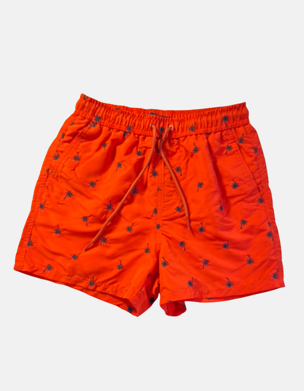 Tropical Palm Print Swim Shorts – Orange