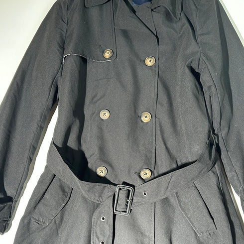 Classic Belted Trench Coat with Double-Breasted Design