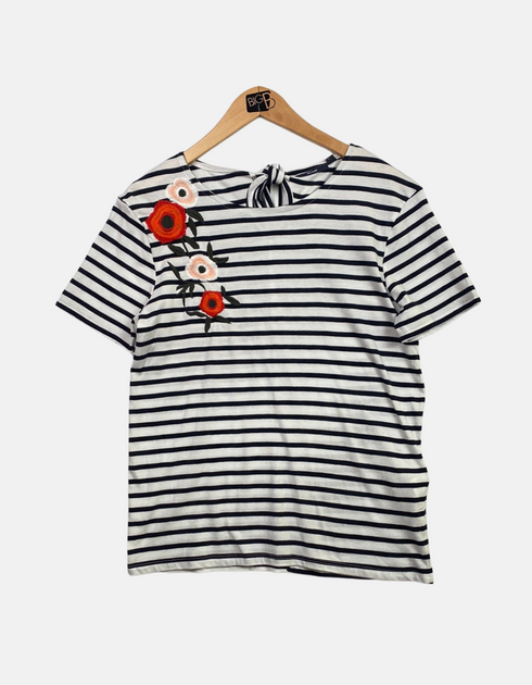 Striped Floral Embroidered Top