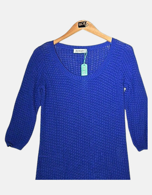 Royal Blue Knit Dress with Ruffle Hem
