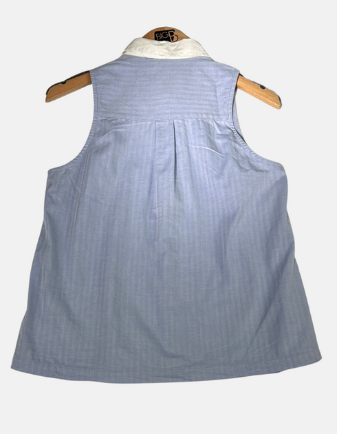 Chic Contrast Collar Sleeveless Blouse
