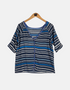 Navy and Blue Striped Button-Down Top