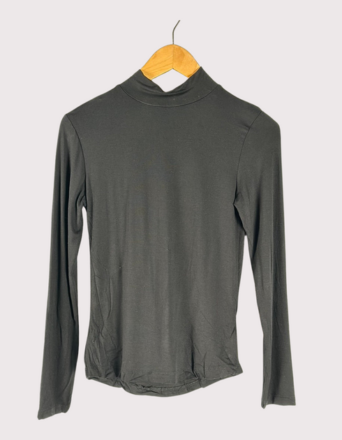 Slate Gray Mock Neck Jersey Top F