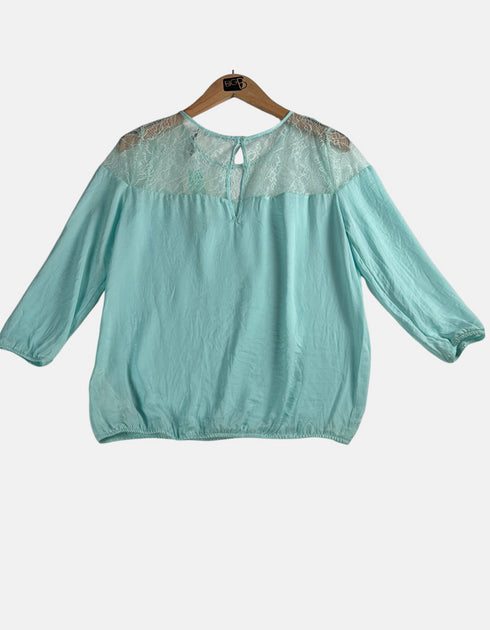 Aqua Mist Lace Detail Blouse
