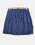 Navy Blue Pleated Skirt with Palm Tree Print