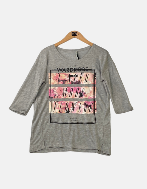 Women's "Wardrobe I Need More Flowers" Graphic 3/4 Sleeve Top