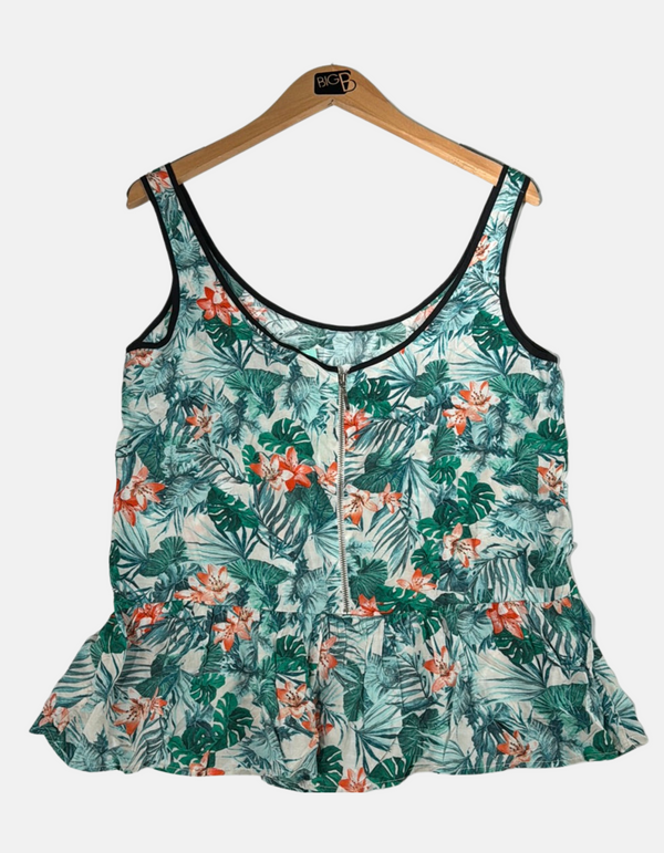 Tropical Floral Peplum Tank Top