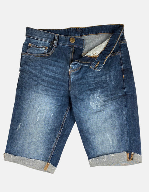 Men's Distressed Denim Bermuda Shorts