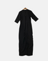 Women's Classic Black Jumpsuit with V-Neckline and 3/4 Sleeves