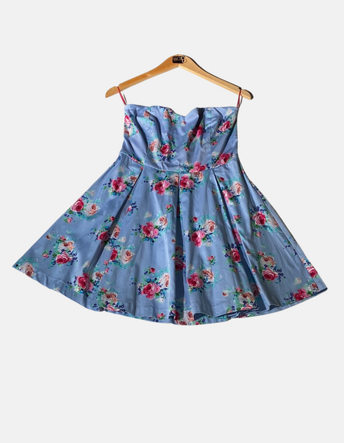Strapless Floral Fit-and-Flare Dress