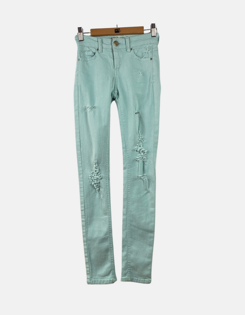 Mint Distressed Skinny Jeans
