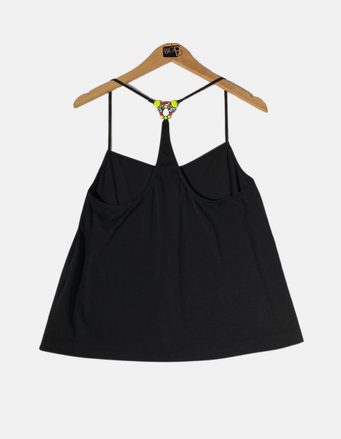 Black Embellished Back Strap Cami Top
