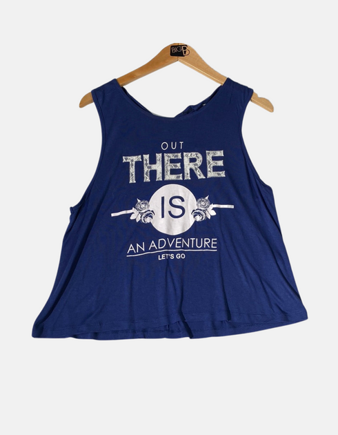 Navy Graphic Sleeveless Tank Top – "Out There is an Adventure"