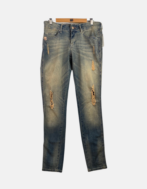 Distressed Mid-Wash Slim-Fit Jeans