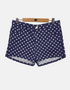 Navy Blue Polka Dot High-Waist Shorts
