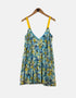 Floral Print Sleeveless Swing Dress with Yellow Straps