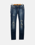 Distressed Slim-Fit Blue Denim Jeans