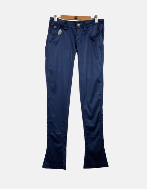 Navy Slim Fit Low-Rise Flare Pants