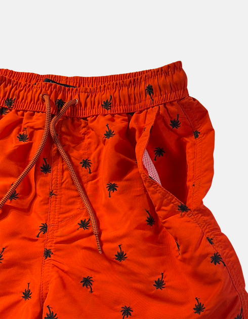 Tropical Palm Print Swim Shorts – Orange