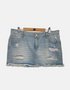 Distressed Denim Mini Skirt with Frayed Hem