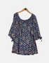 Navy Floral Off-Shoulder Blouse