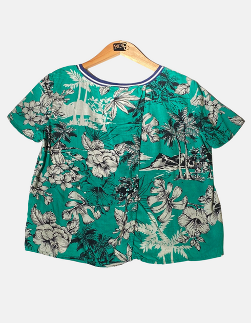 Tropical Print Short-Sleeve Top