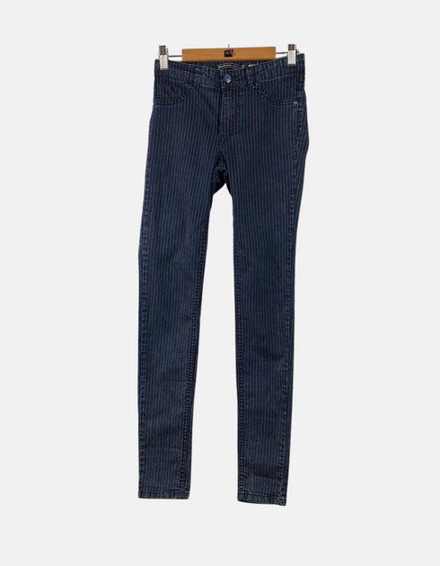 Navy Pinstripe Skinny Jeans