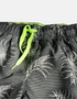 Black Tropical Leaf Print Swim Shorts