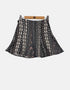 Women's Black and White Patterned Flared Skirt