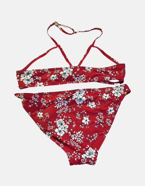 Red Floral Print Bikini Set