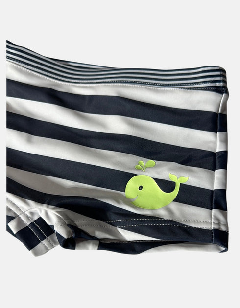 Baby Striped Swim Trunks with Whale Print