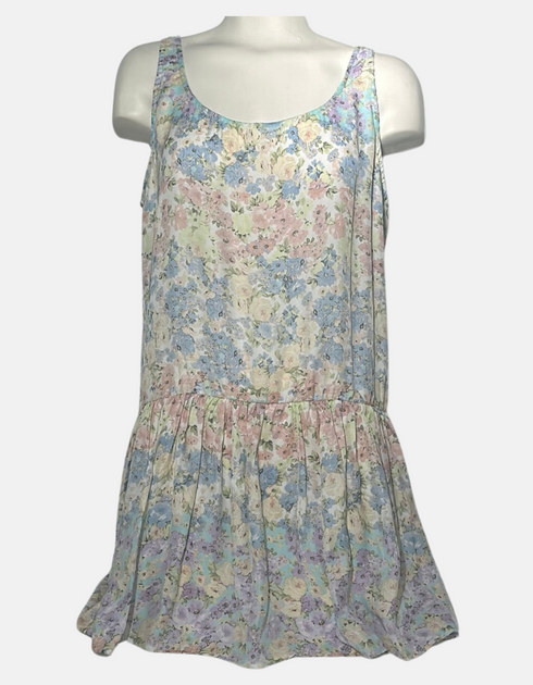 Floral Print Sleeveless Drop Waist Dress