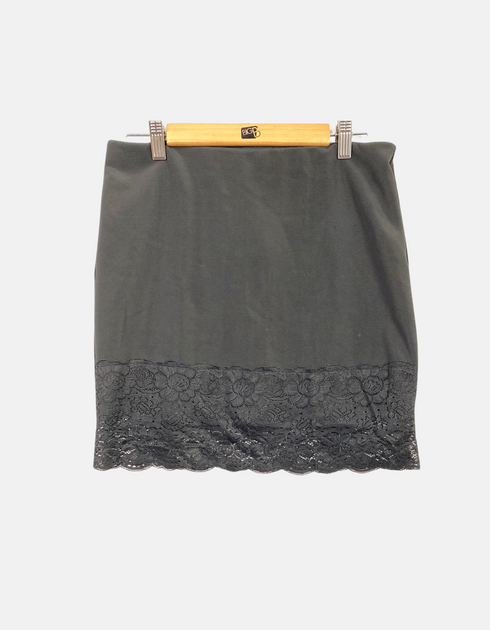 Black Mini Skirt with Lace Hem