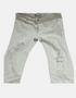 Ivory Distressed Slim-Fit Jeans