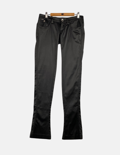 Black Slim-Fit Low-Rise Flare Pants